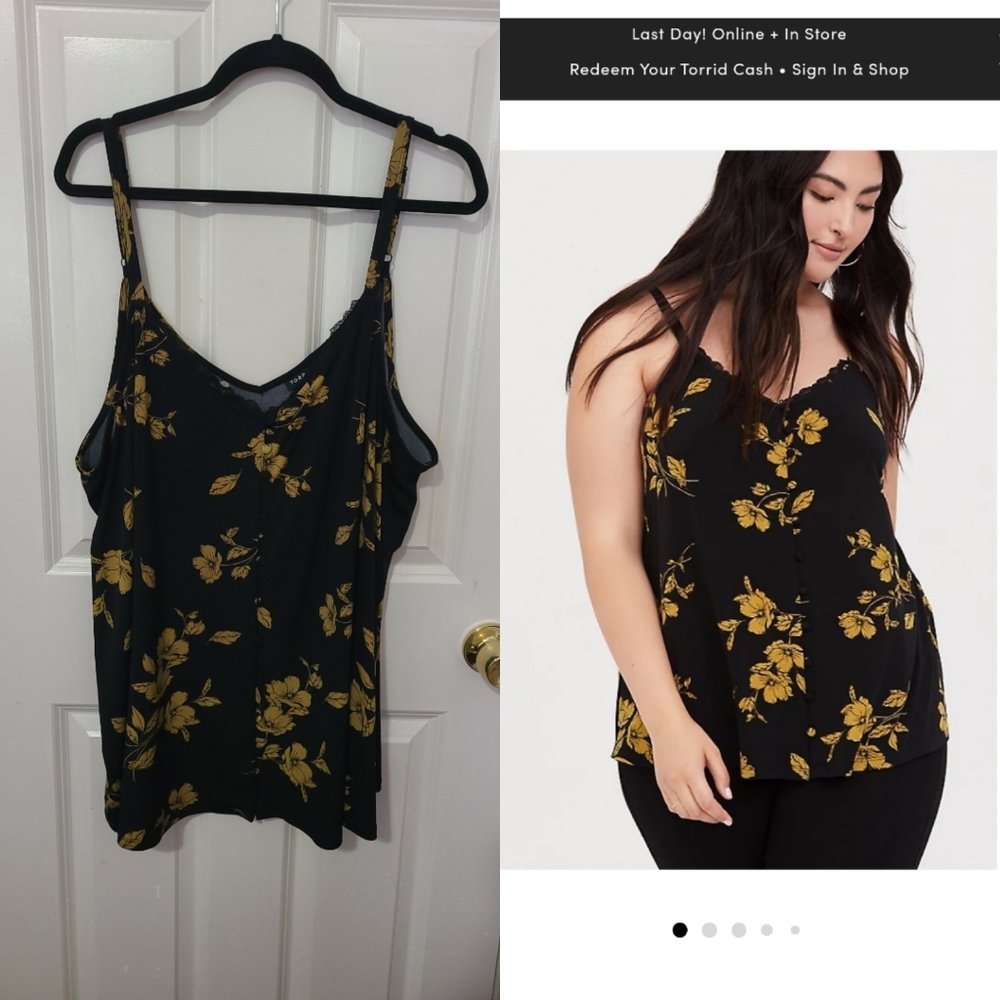 Black floral cami
